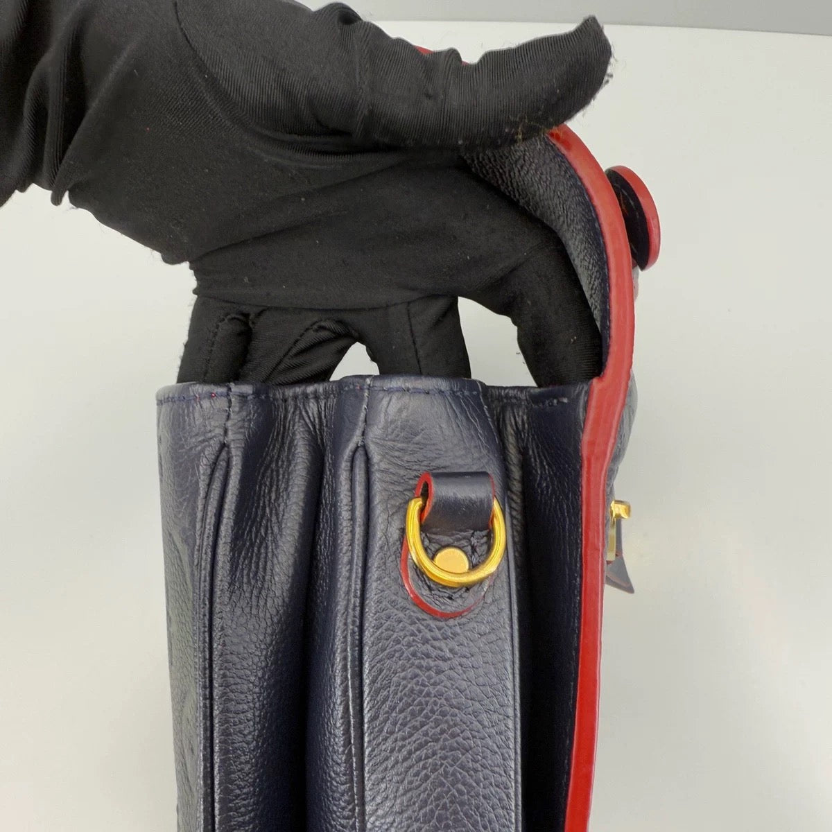 PRE-ORDERED Preloved Louis Vuitton Navy Blue/Red Monogram Empreinte Leather Pochette Metis DU3158