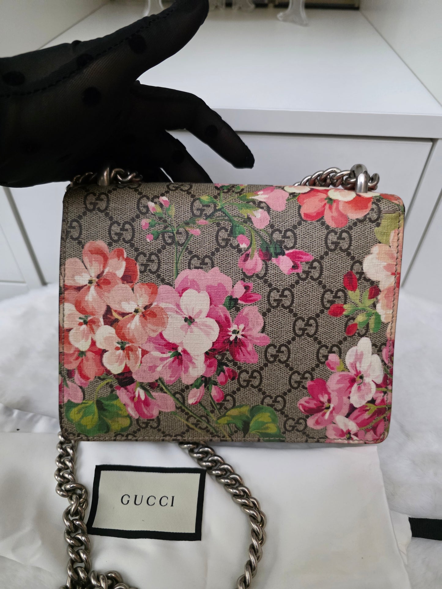 PRE OWNED Gucci Multicolor GG Supreme Blooms Canvas and Suede Mini Dionysus Shoulder