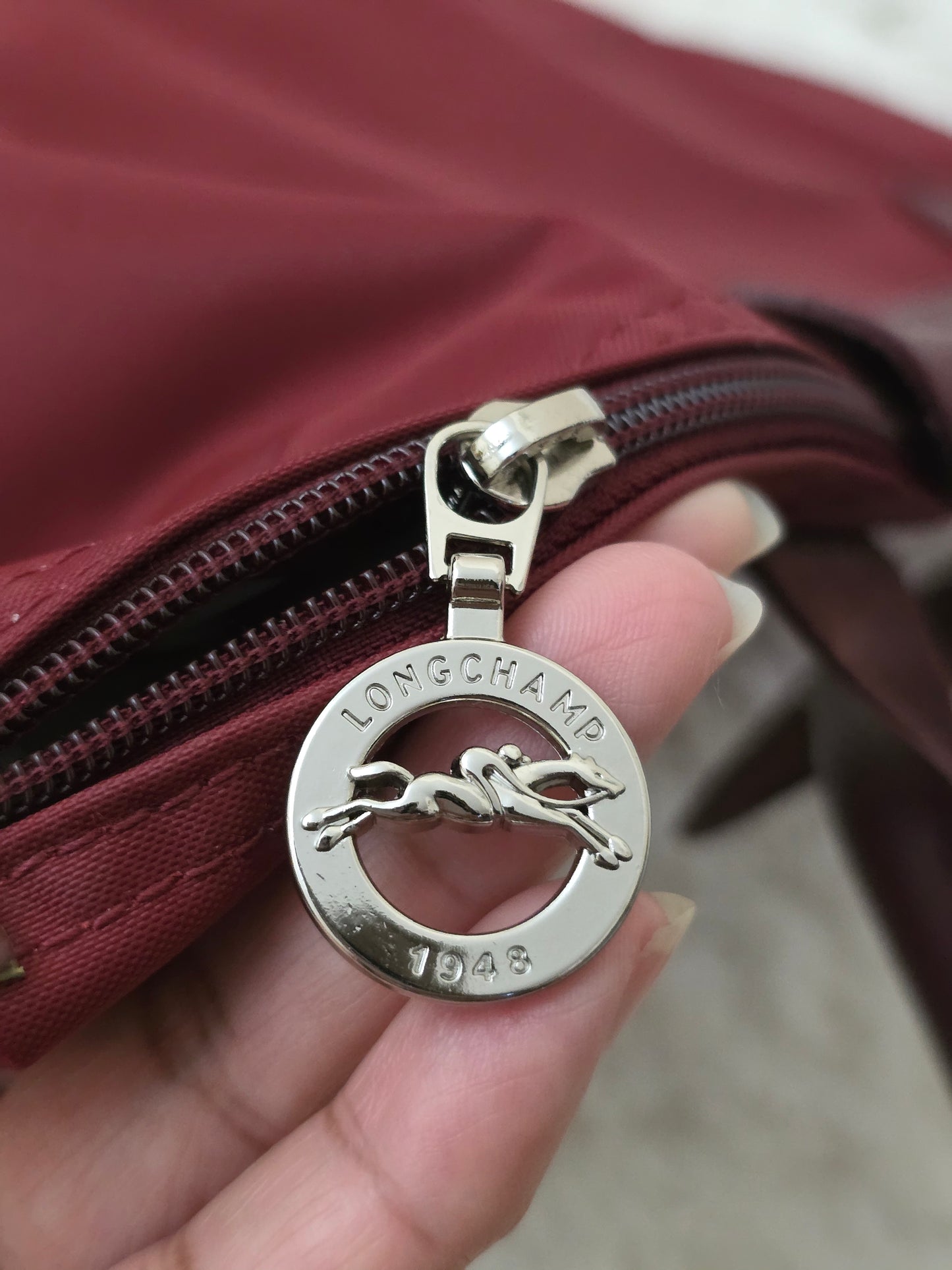 Longchamp maroon tote