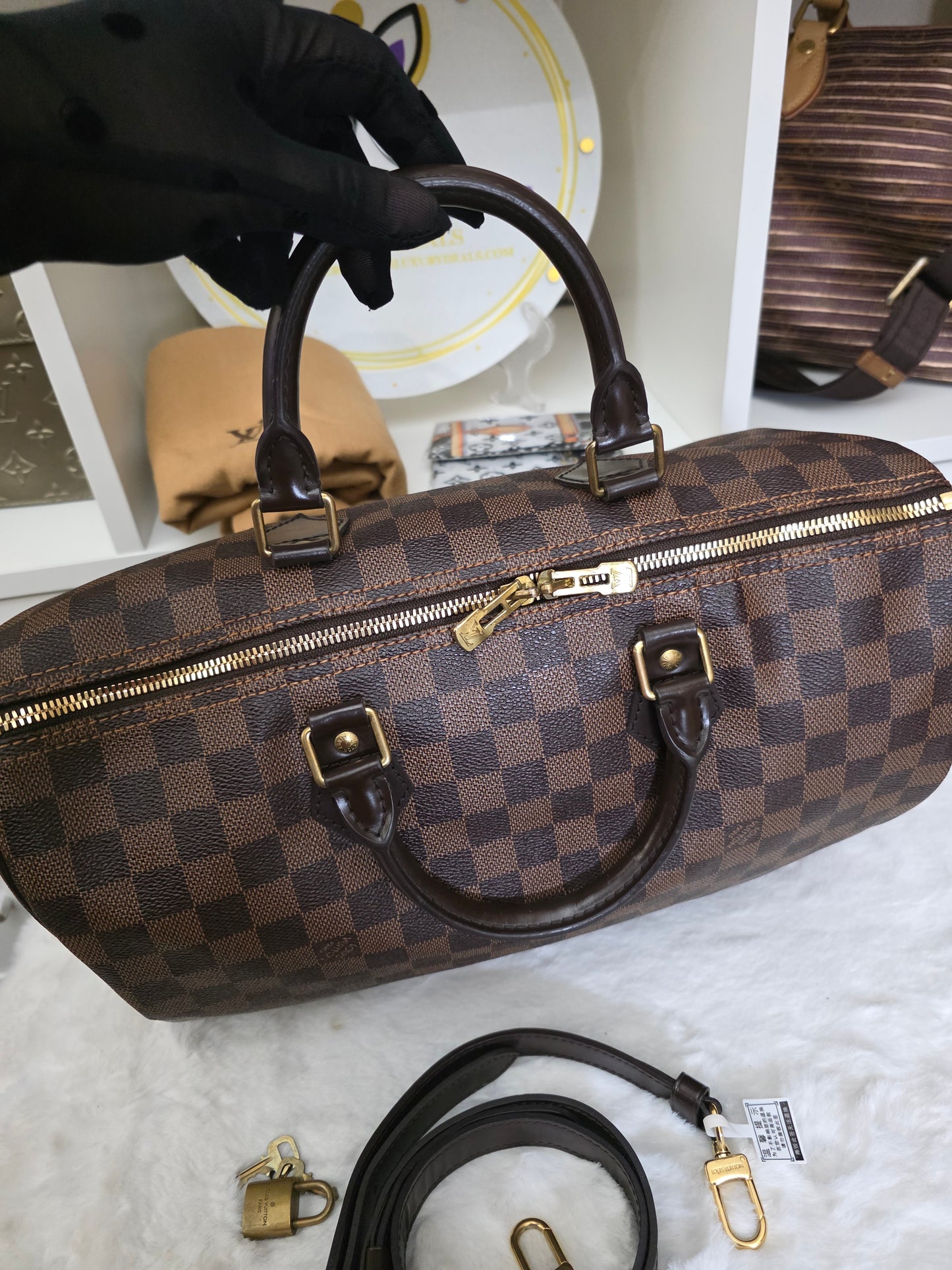 PRE-OWNED Louis Vuitton Damier Ebene Speedy 35 Bandoulière DU2152