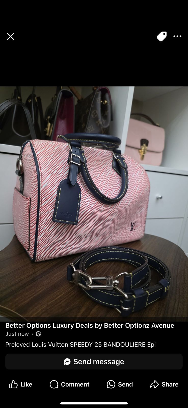 PRELOVED Louis Vuitton Speedy 25 Bandolier Epi Denim Red SN0197