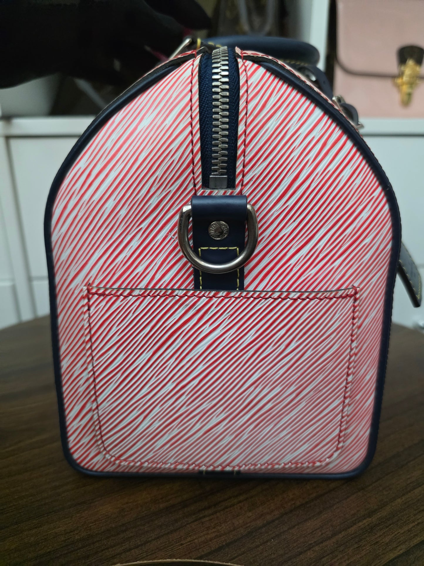 PRELOVED Louis Vuitton Speedy 25 Bandolier Epi Denim Red SN0197