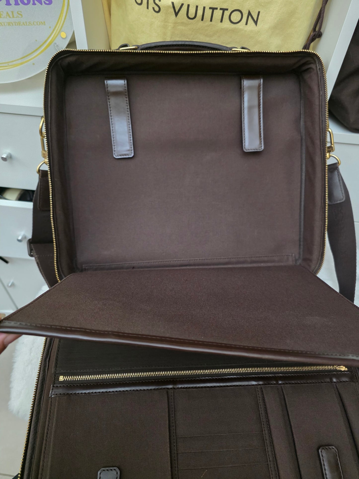 PRELOVED Louis Vuitton Damier Ebene Porte Ordinateur Sabanan briefcase laptop bag MB2008