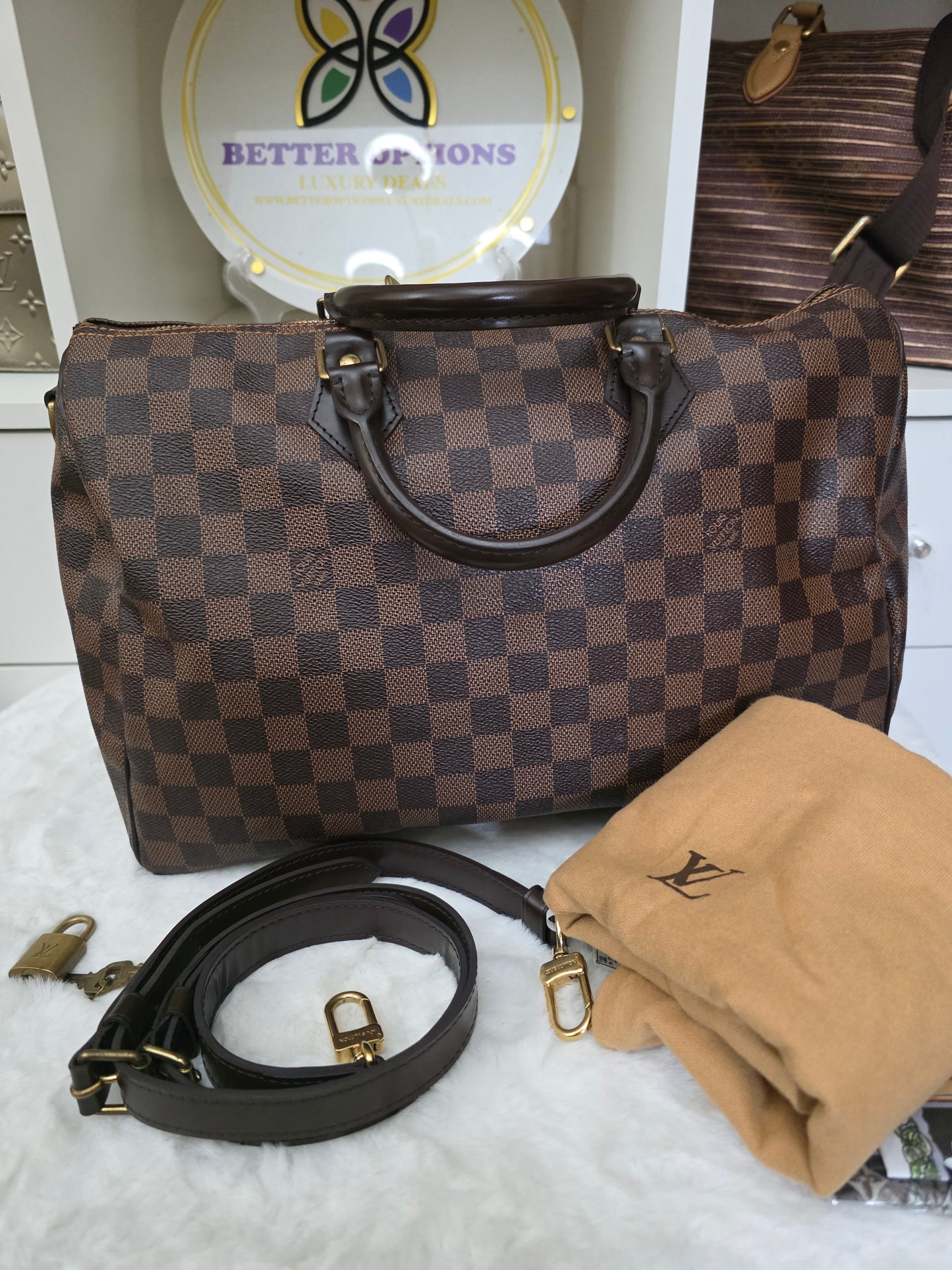 PRE-OWNED Louis Vuitton Damier Ebene Speedy 35 Bandoulière DU2152