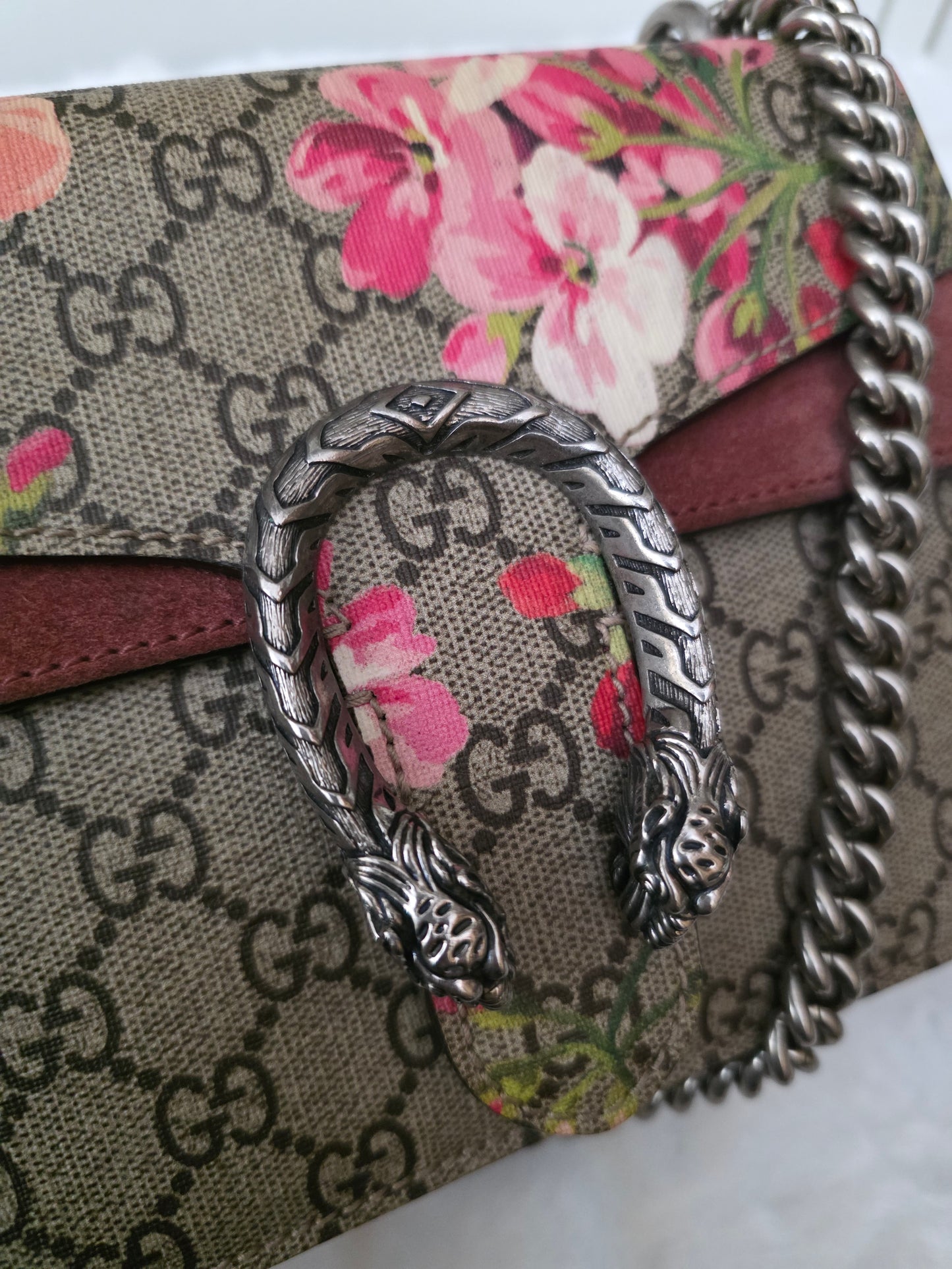 PRE OWNED Gucci Multicolor GG Supreme Blooms Canvas and Suede Mini Dionysus Shoulder