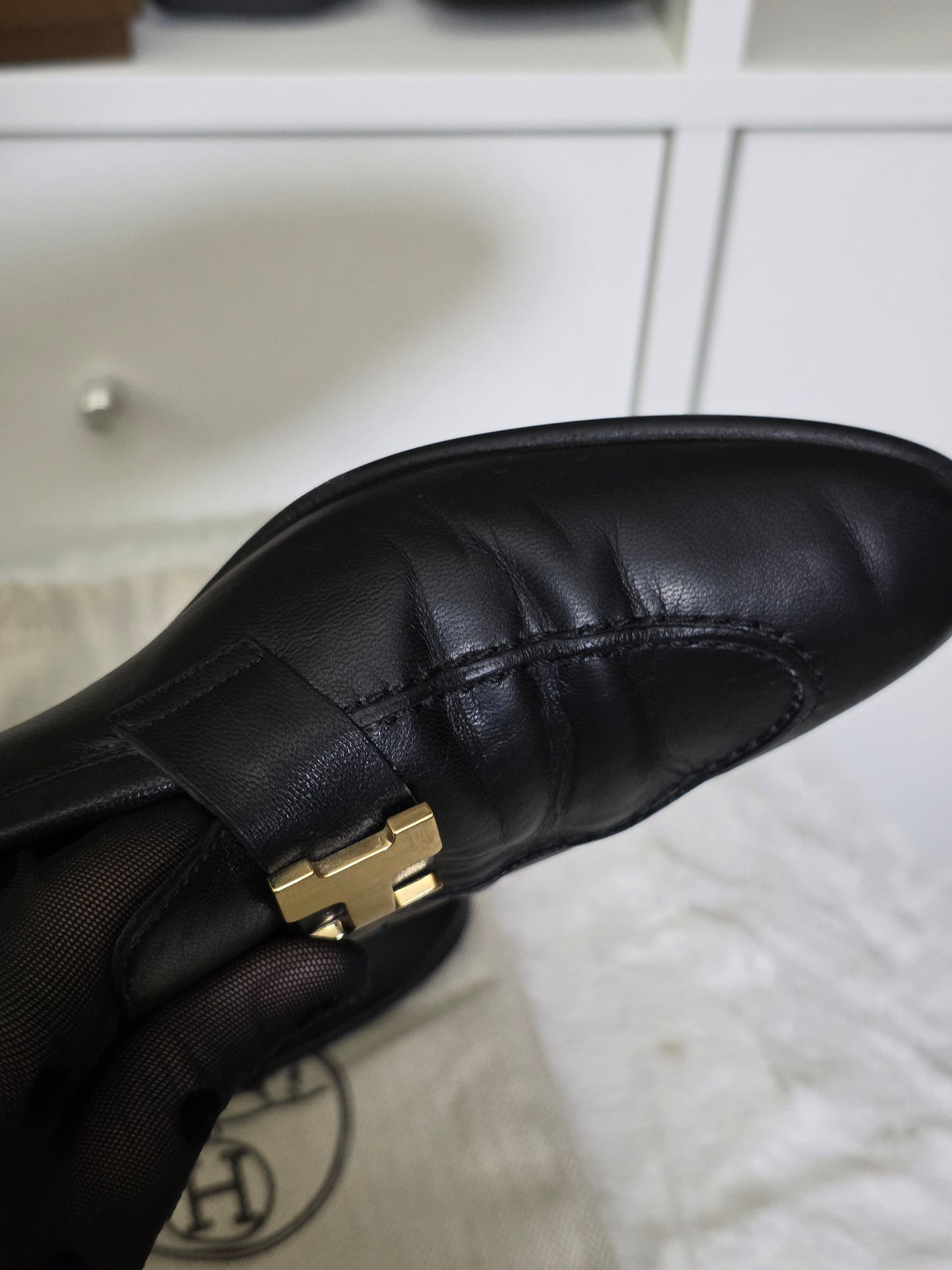 Preloved Hermes Black Paris Loafers size 38 <consignment>