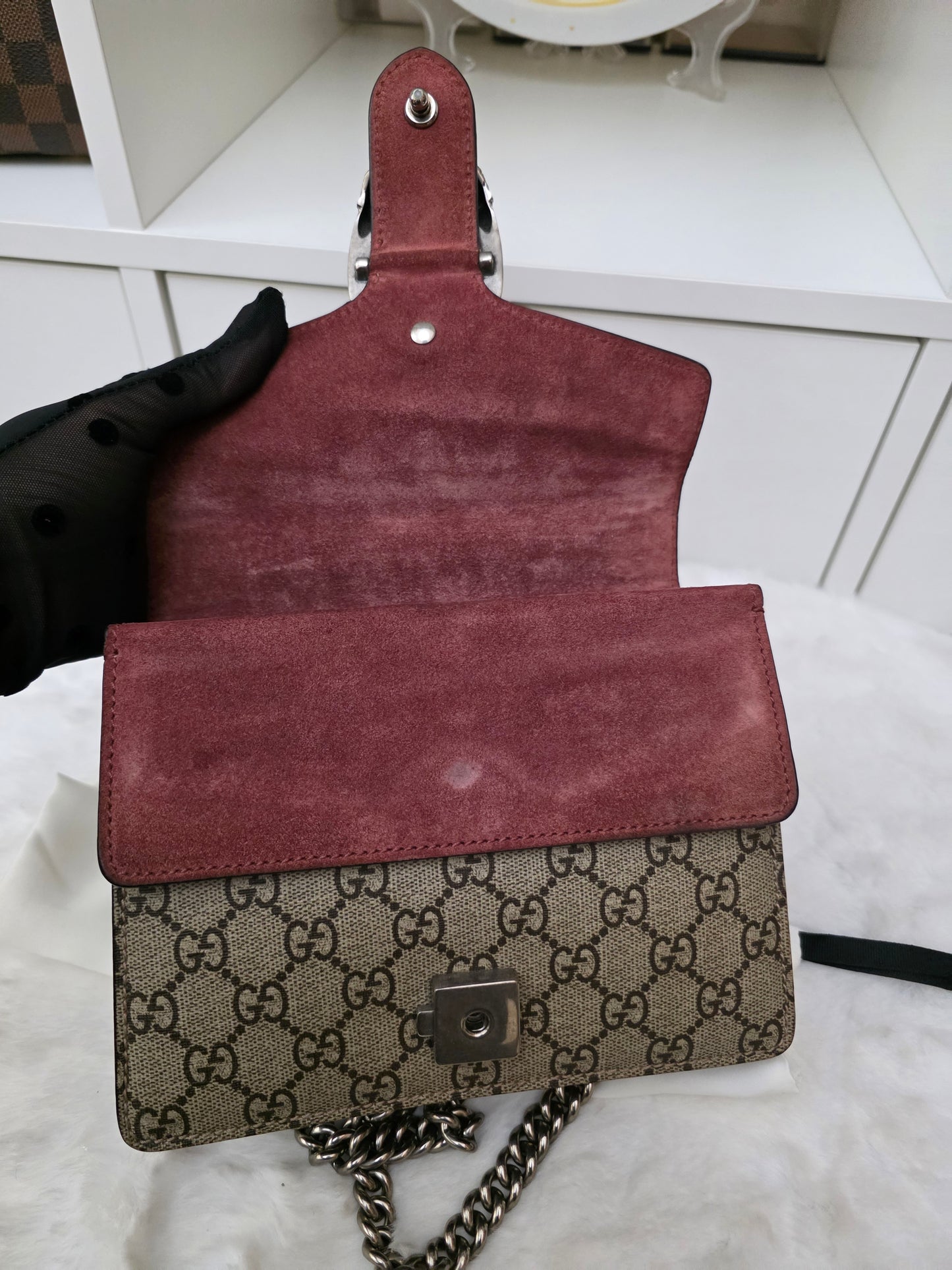 PRE OWNED Gucci Multicolor GG Supreme Blooms Canvas and Suede Mini Dionysus Shoulder