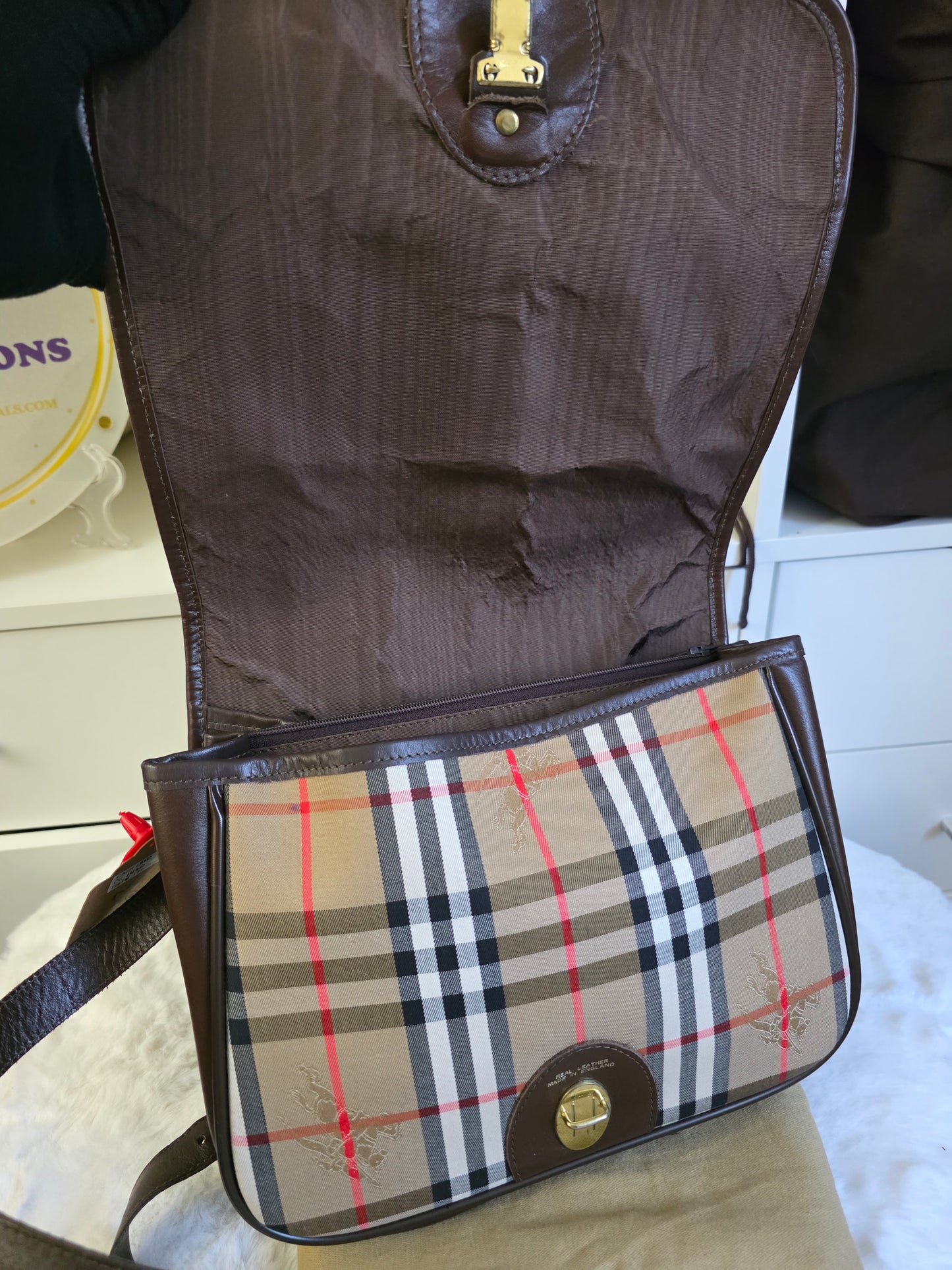 PRELOVED Vintage Burberry Haycheck Cross body bag