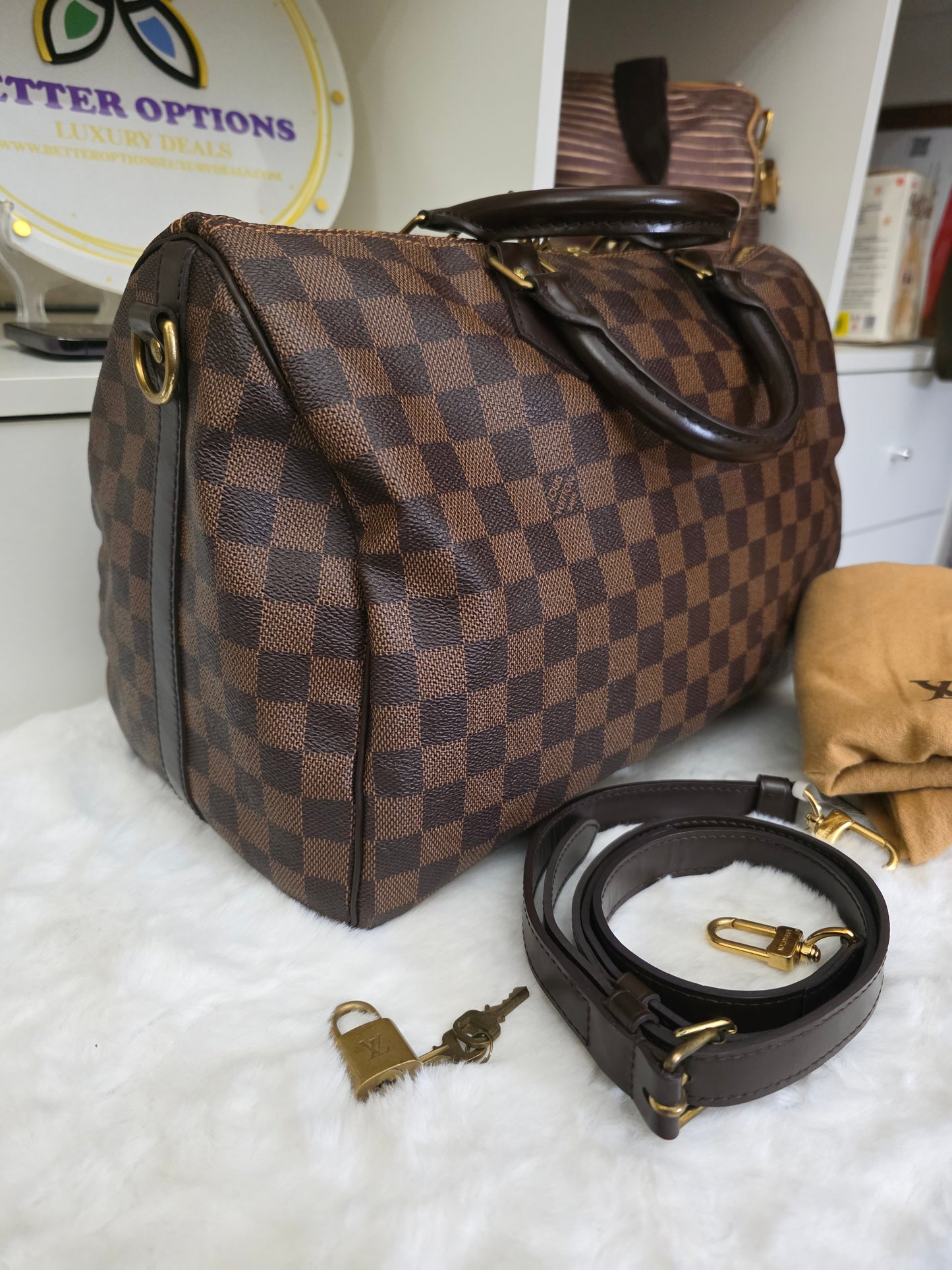 PRE-OWNED Louis Vuitton Damier Ebene Speedy 35 Bandoulière DU2152