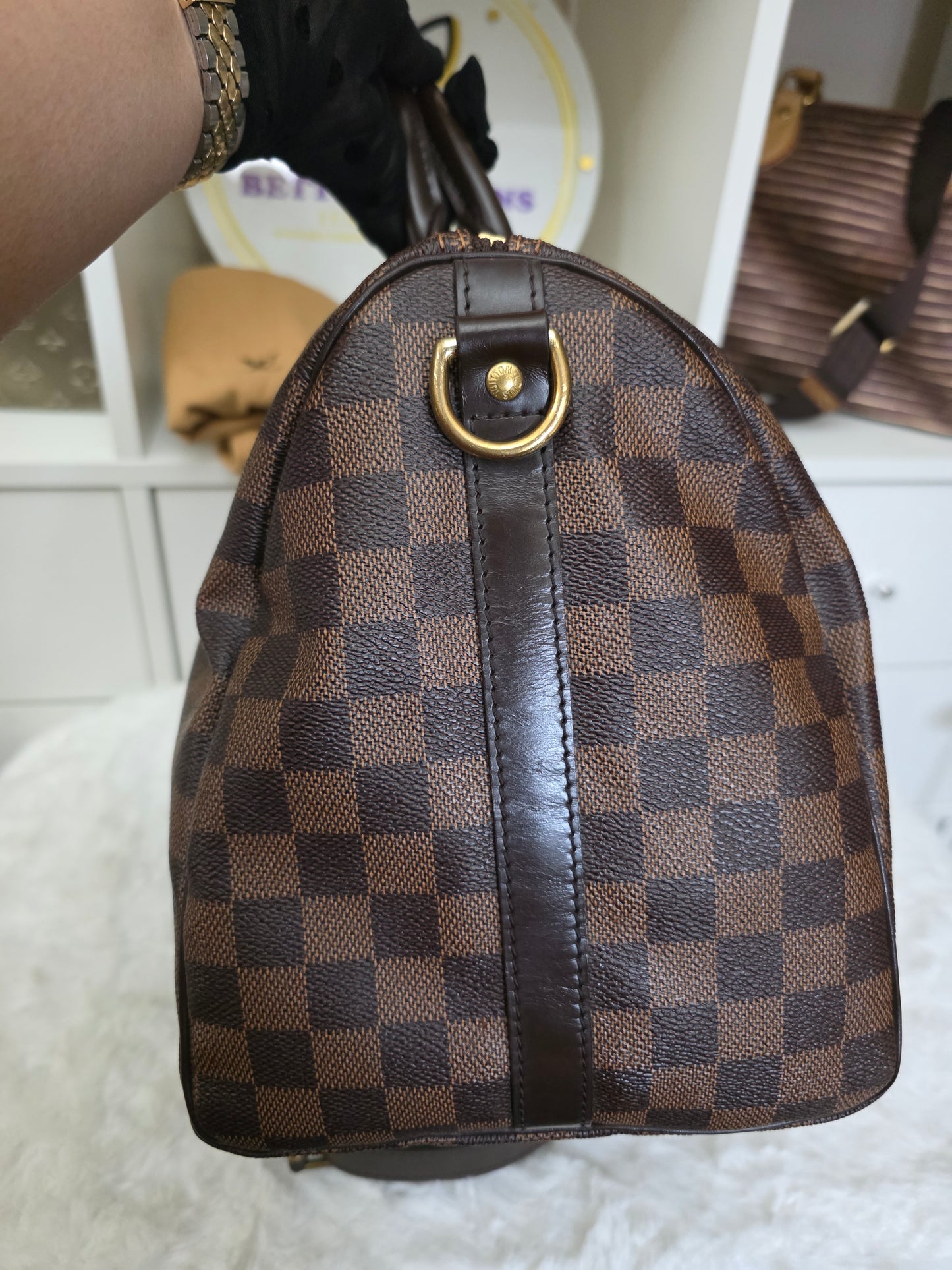 PRE-OWNED Louis Vuitton Damier Ebene Speedy 35 Bandoulière DU2152