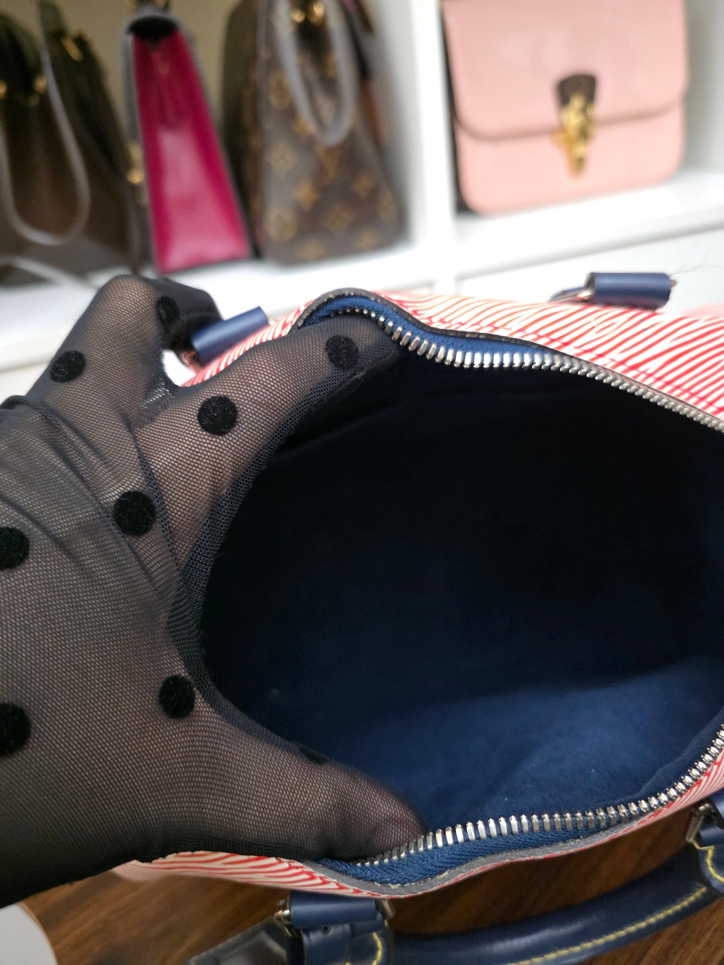 PRELOVED Louis Vuitton Speedy 25 Bandolier Epi Denim Red SN0197