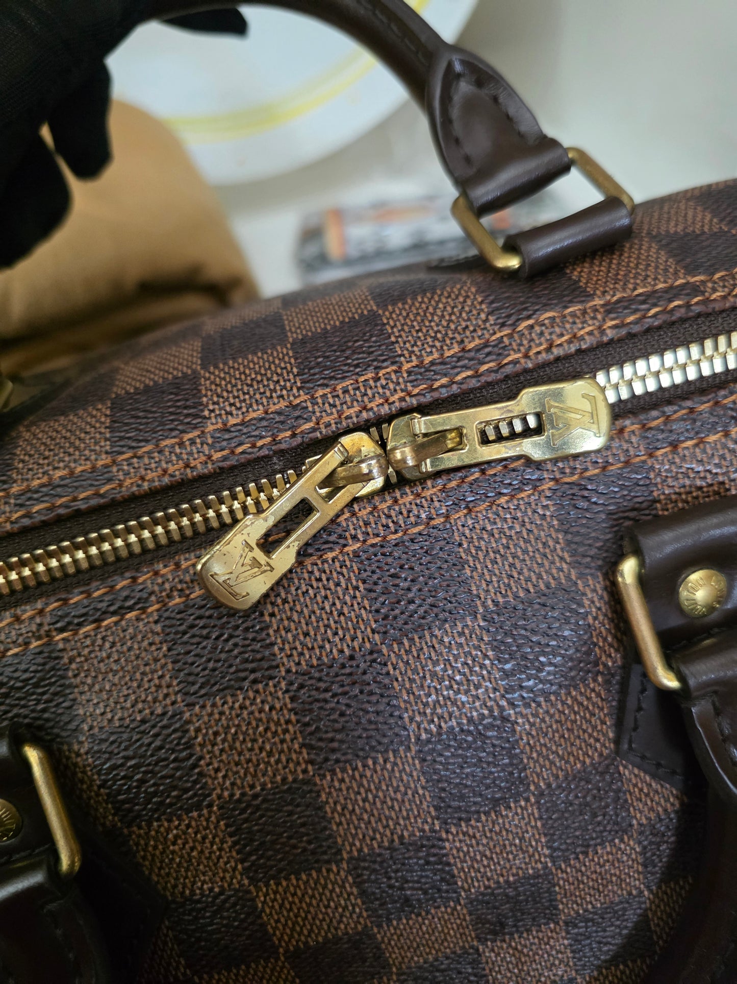 PRE-OWNED Louis Vuitton Damier Ebene Speedy 35 Bandoulière DU2152