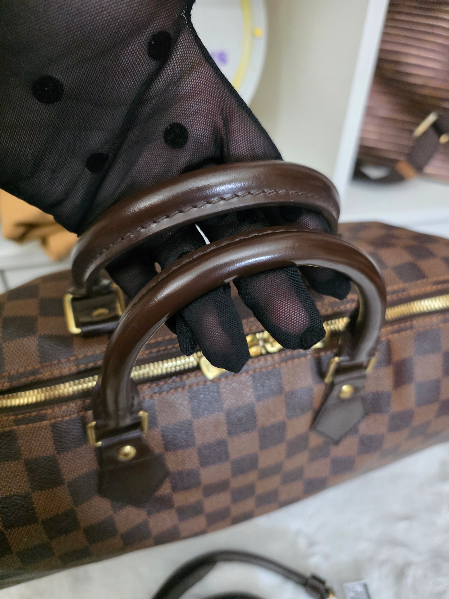 PRE-OWNED Louis Vuitton Damier Ebene Speedy 35 Bandoulière DU2152