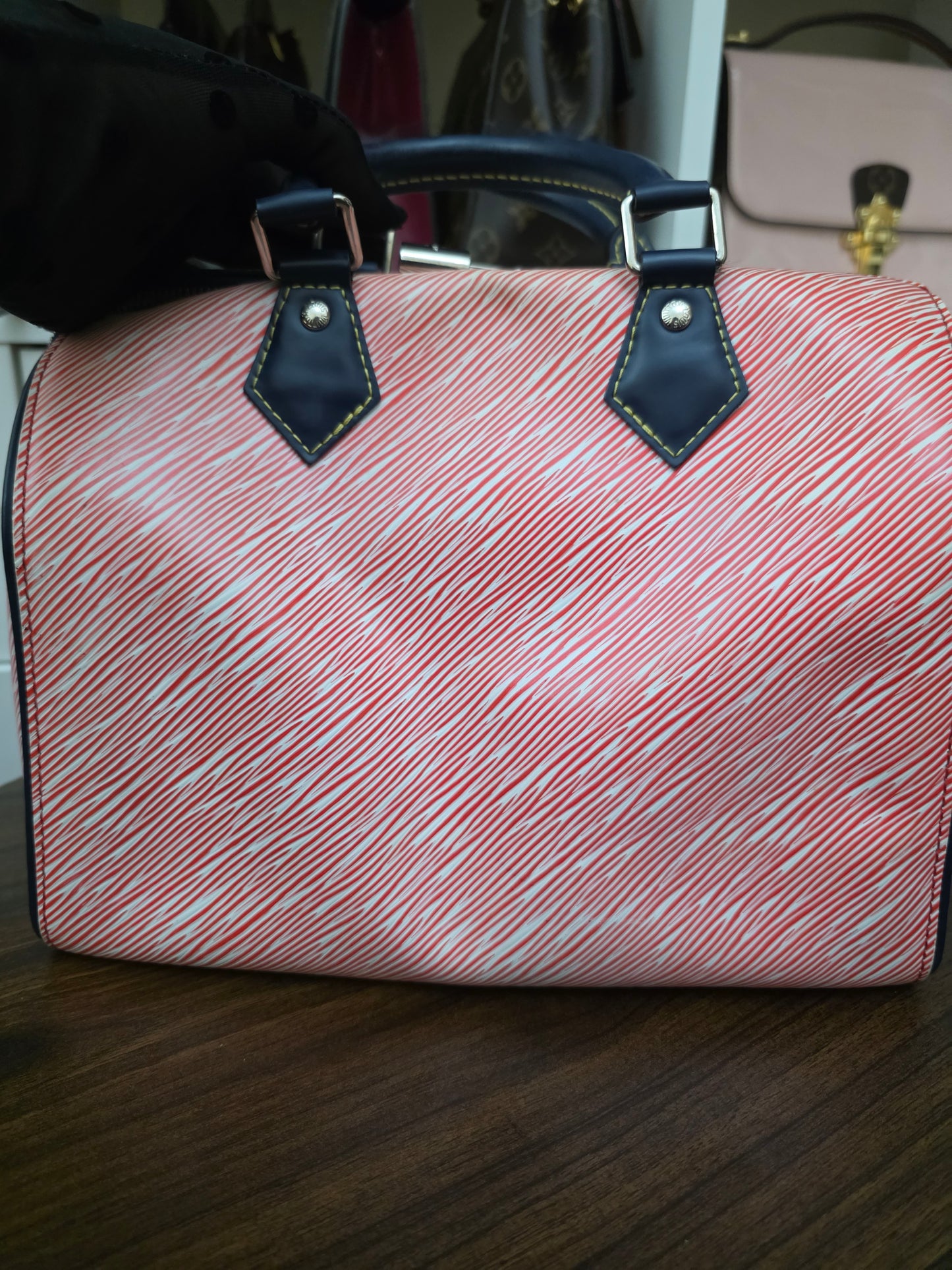 PRELOVED Louis Vuitton Speedy 25 Bandolier Epi Denim Red SN0197