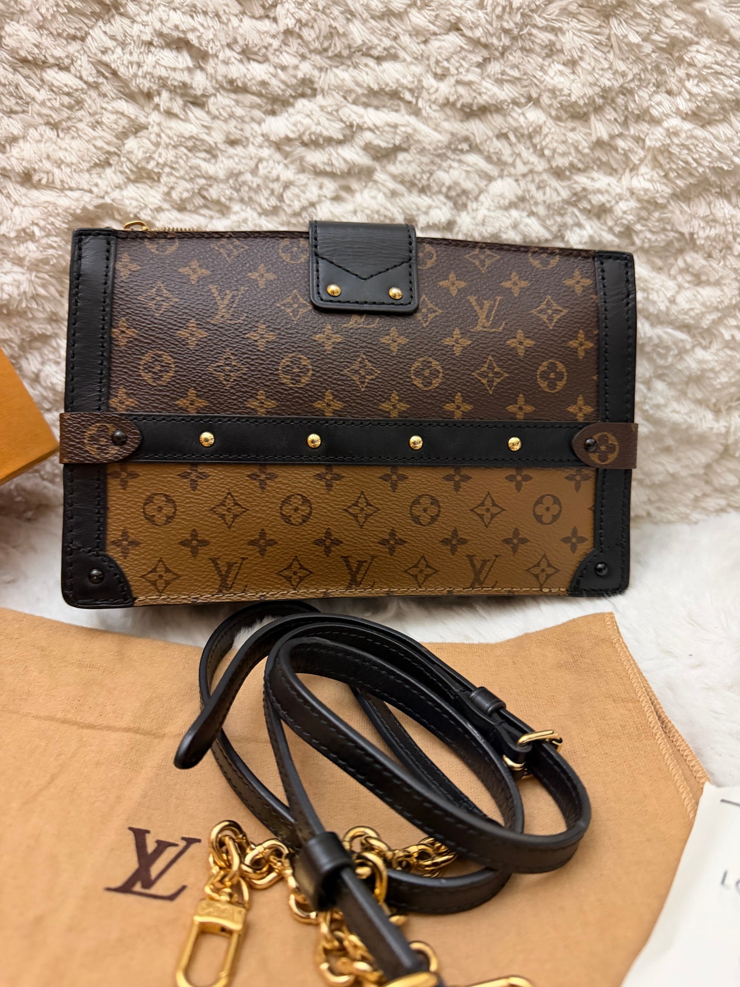 PRE OWNED Louis Vuitton Monogram Reverse Trunk Clutch