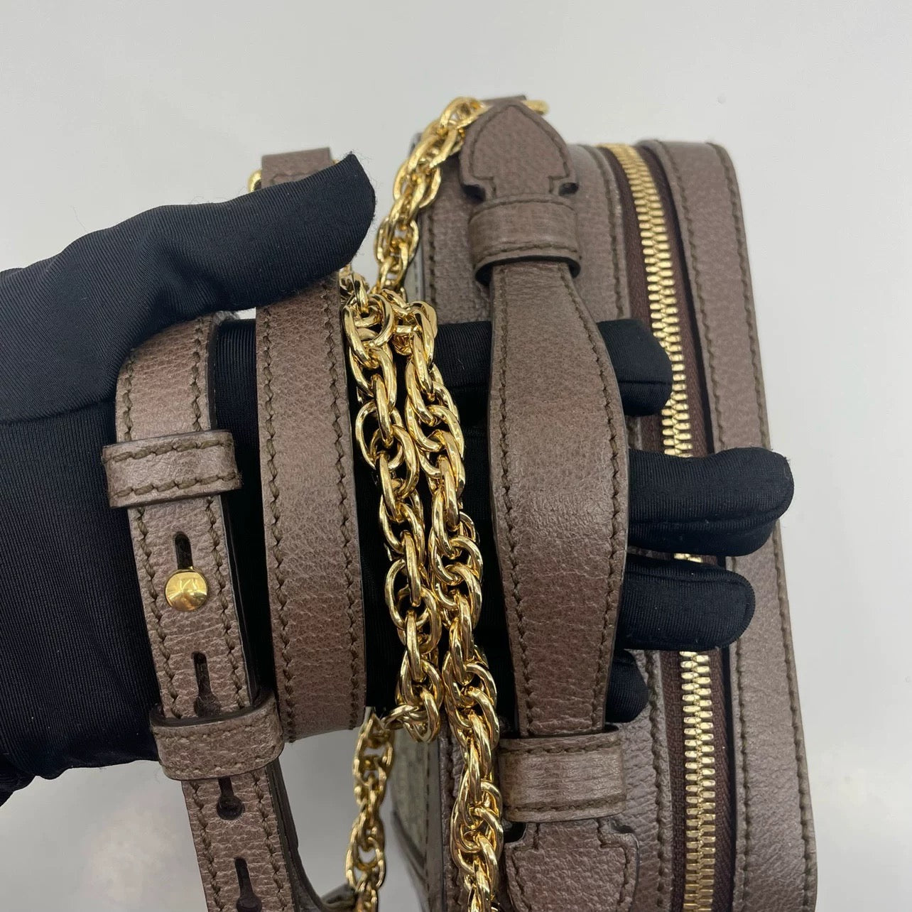 Gucci Beige/Ebony GG Supreme Canvas and Leather Mini Ophidia Top Handle 602576 313317