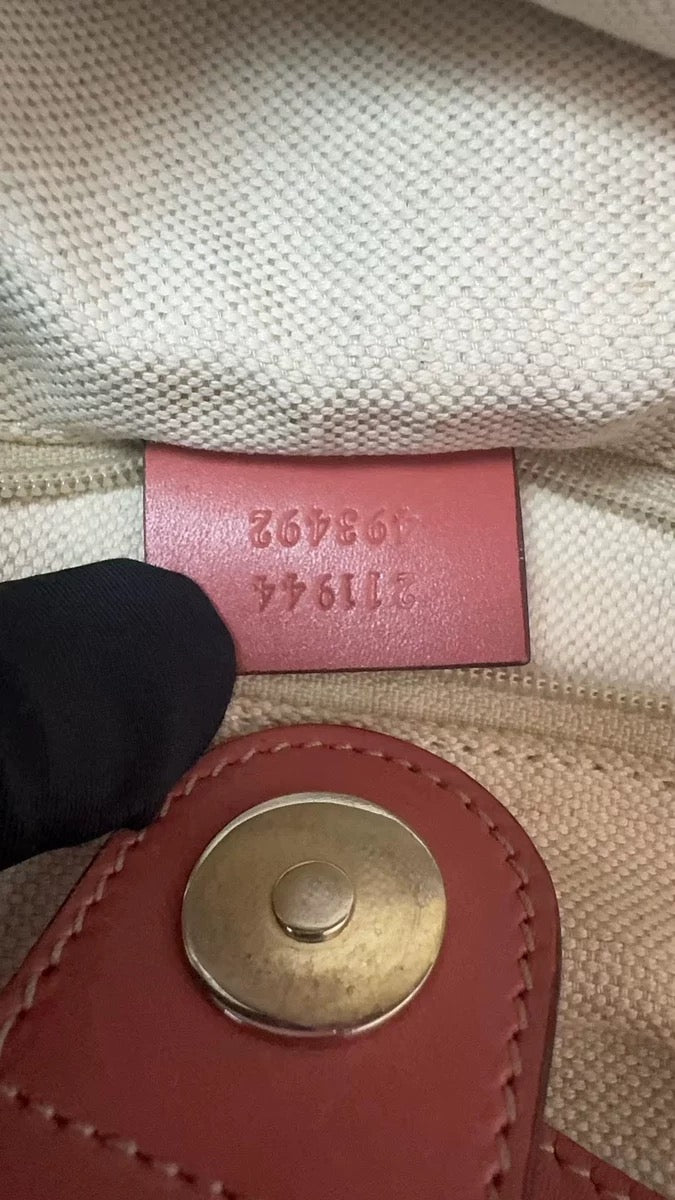 PRELOVED Gucci Beige/Pink GG Canvas Leather Sukey Bag Salmon pink
