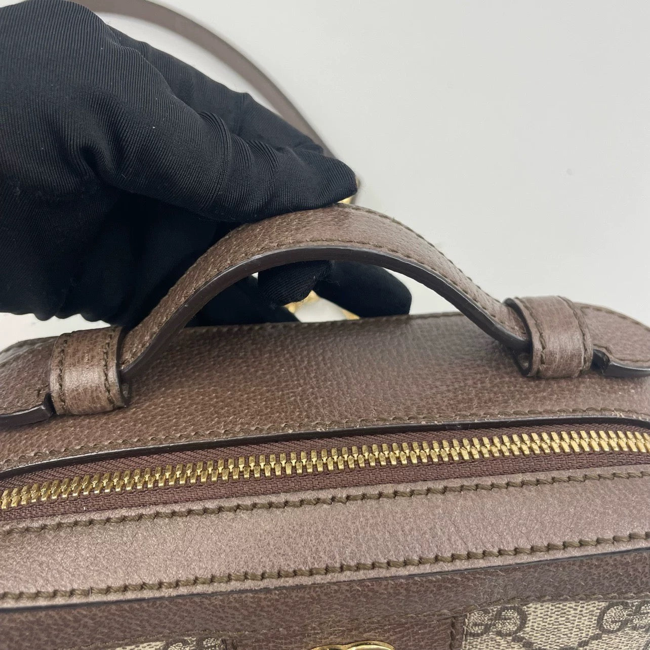 Gucci Beige/Ebony GG Supreme Canvas and Leather Mini Ophidia Top Handle 602576 313317