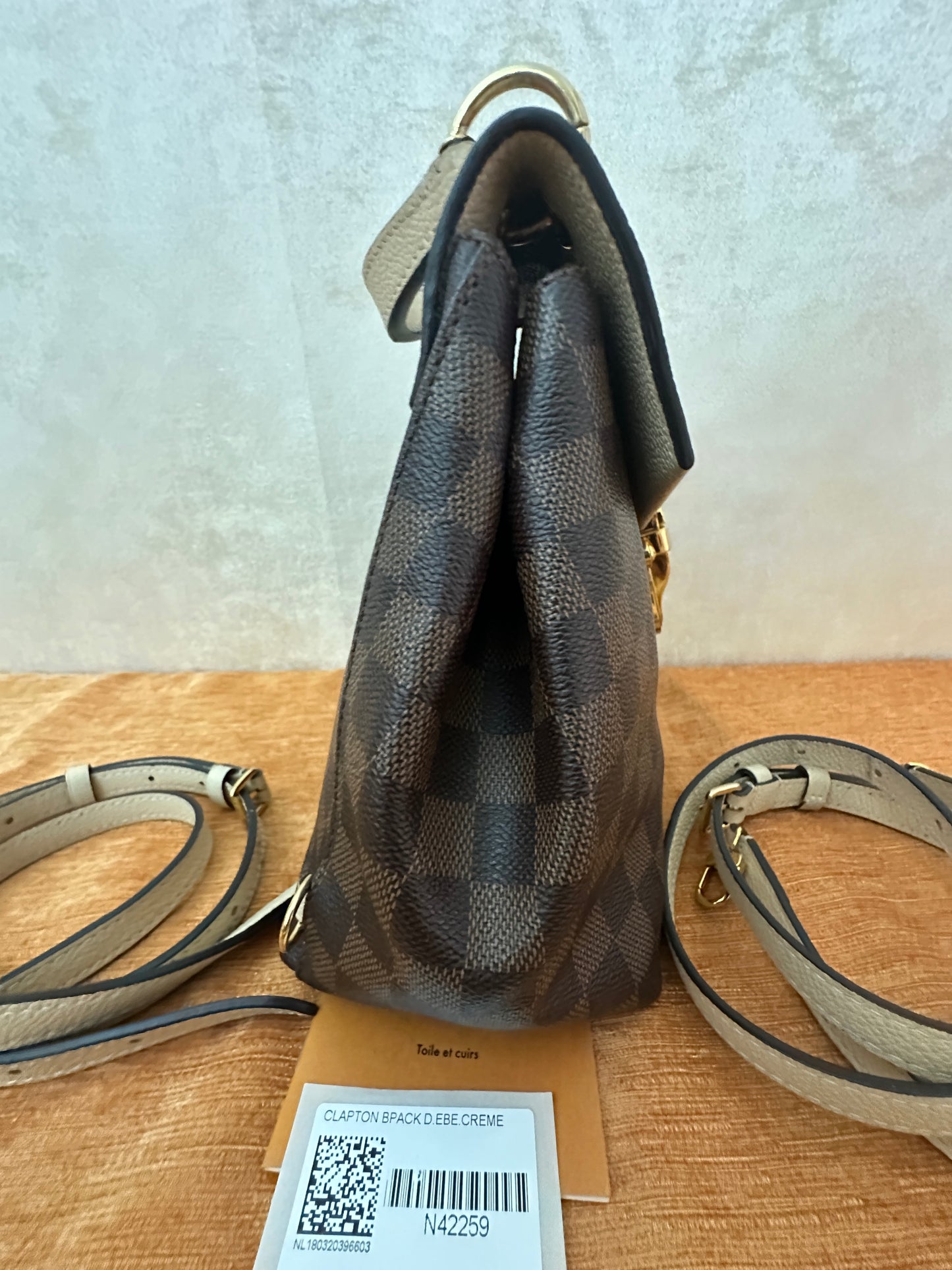 PRELOVED Louis Vuitton Damier Ebene Beige Clapton Backpack