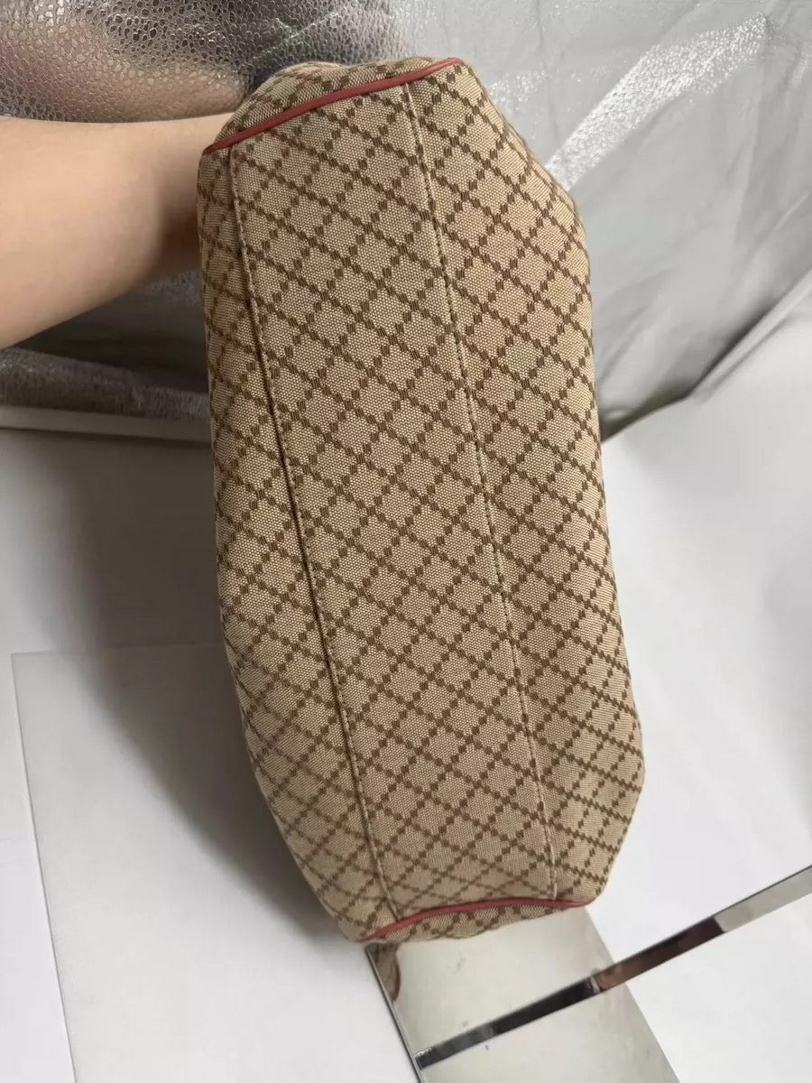 PRELOVED Gucci Beige/Pink GG Canvas Leather Sukey Bag Salmon pink