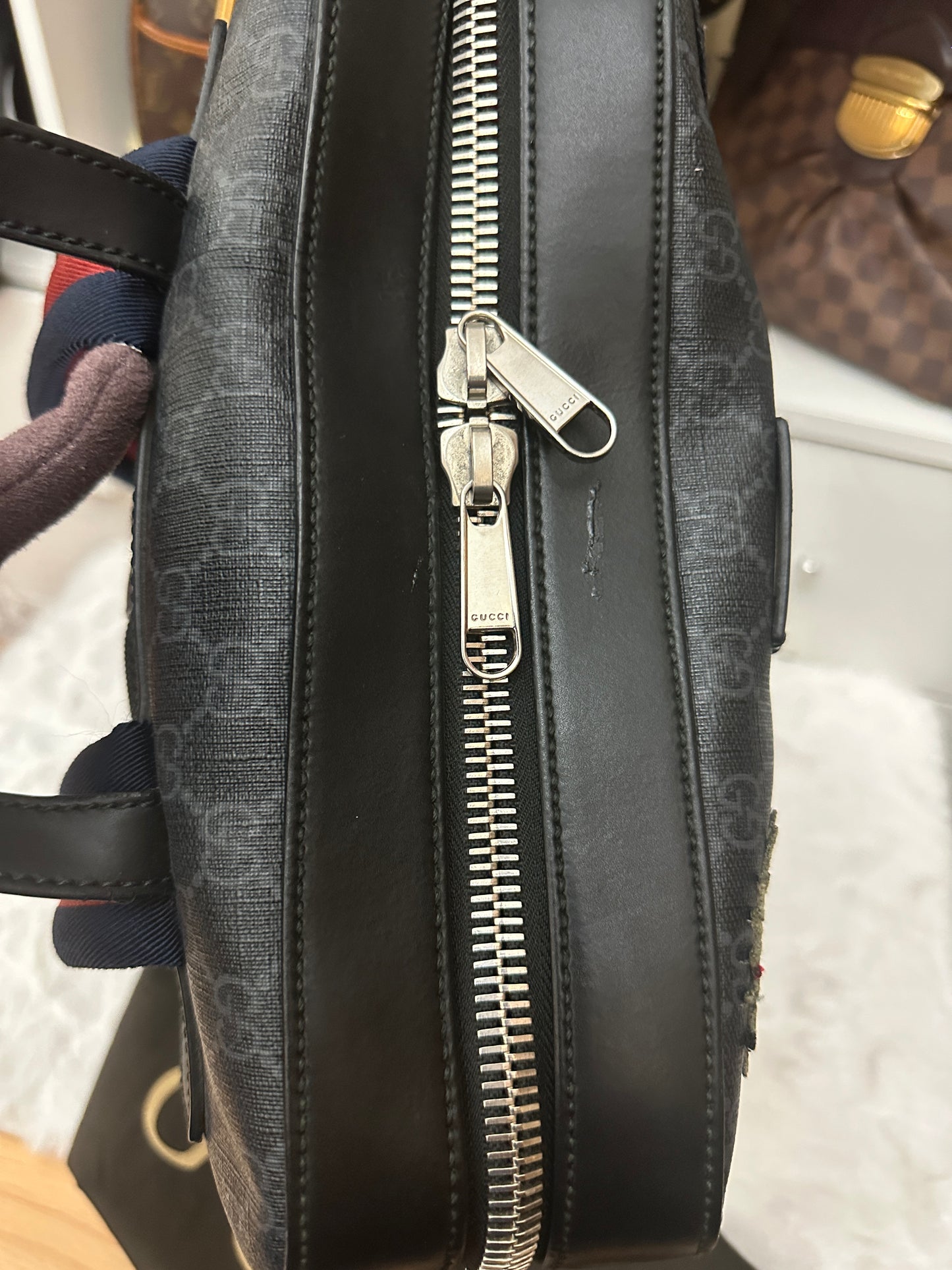 PRELOVED LIMITED EDITION Black Gucci GG Supreme Night Courrier Backpack