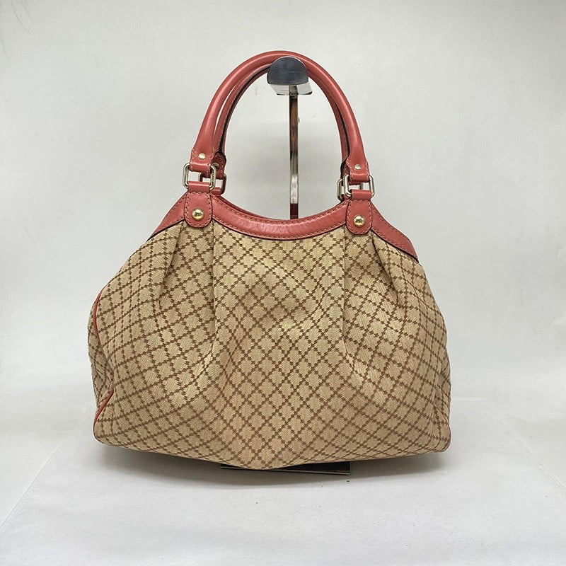 PRELOVED Gucci Beige/Pink GG Canvas Leather Sukey Bag Salmon pink