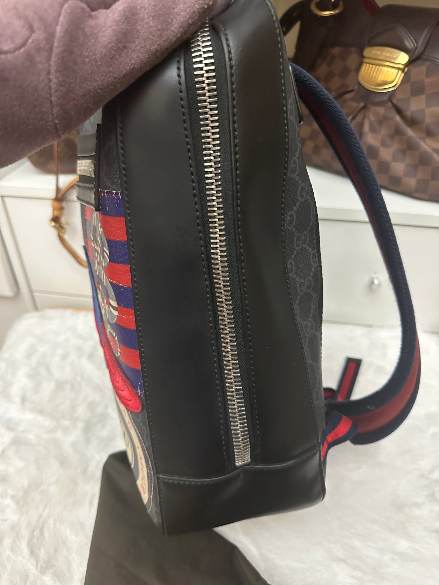 PRELOVED LIMITED EDITION Black Gucci GG Supreme Night Courrier Backpack