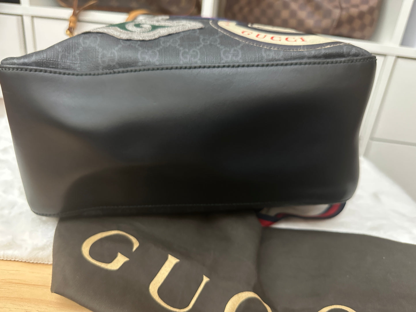 PRELOVED LIMITED EDITION Black Gucci GG Supreme Night Courrier Backpack