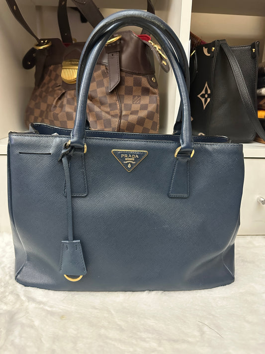PRELOVED Prada Dark Blue Saffiano Lux Leather Medium Galleria Tote