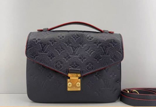 PRE-ORDERED Preloved Louis Vuitton Navy Blue/Red Monogram Empreinte Leather Pochette Metis  DU3158