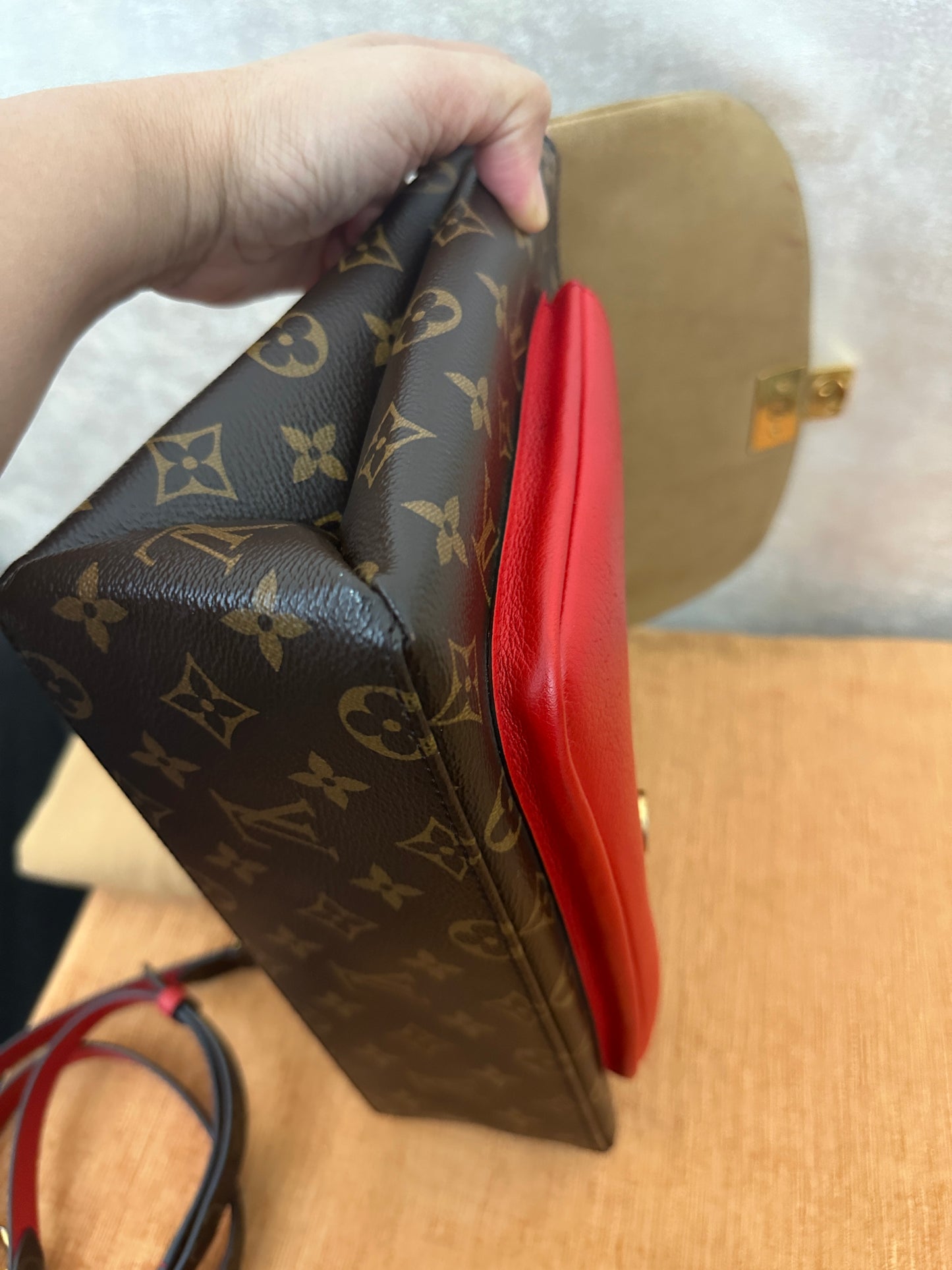 PRELOVED Louis Vuitton Brown/Red Monogram Marignan Shoulder Bag AR4168