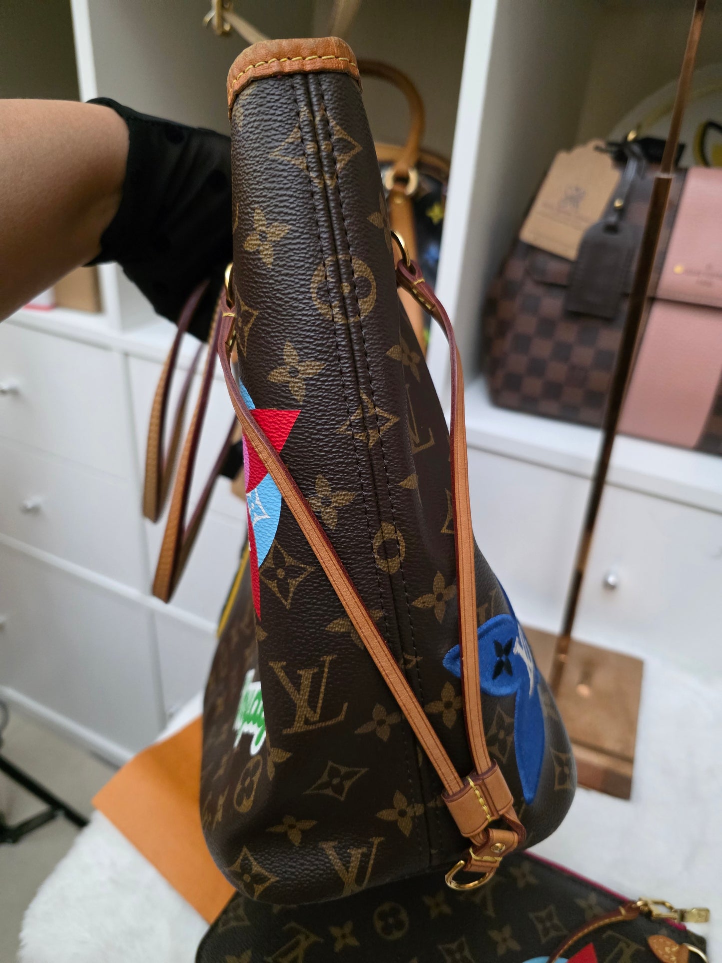 PRELOVED Louis Vuitton Monogram Neverfull MM patches LIMITED EDITION WITH Pouch AR3128 MS2288