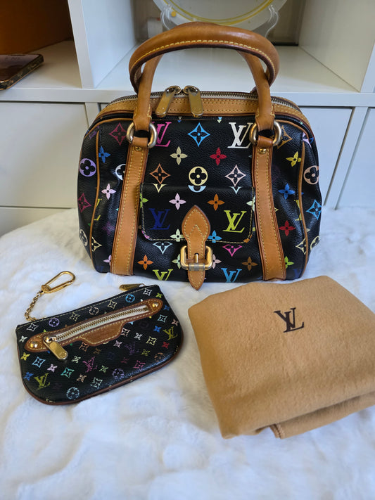 PRELOVED Louis Vuitton Monogram Multicolor black Murokami Priscilla SP4027 free coin purse