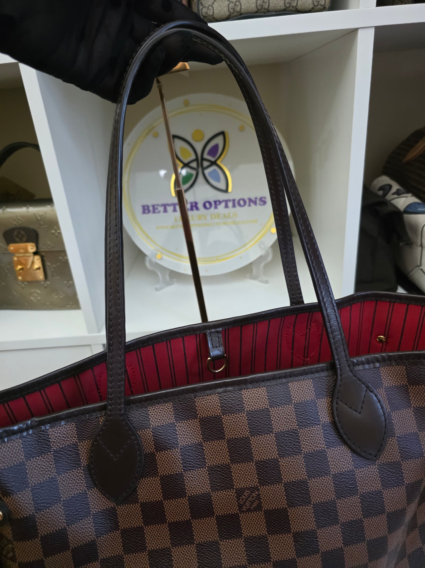 Preloved Louis Vuitton Damier Ebene  Neverfull MM size with pouch