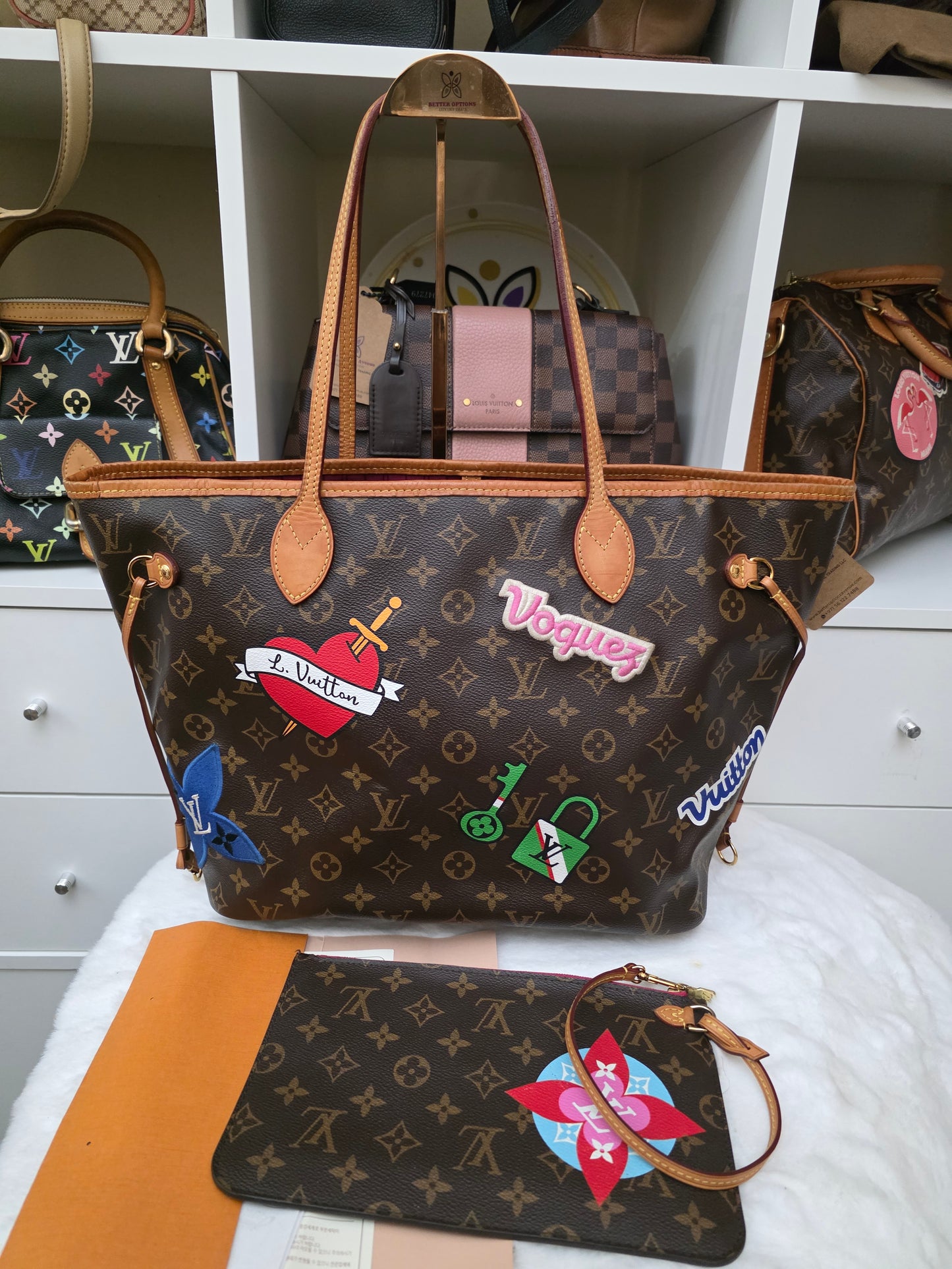 PRELOVED Louis Vuitton Monogram Neverfull MM patches LIMITED EDITION WITH Pouch AR3128 MS2288
