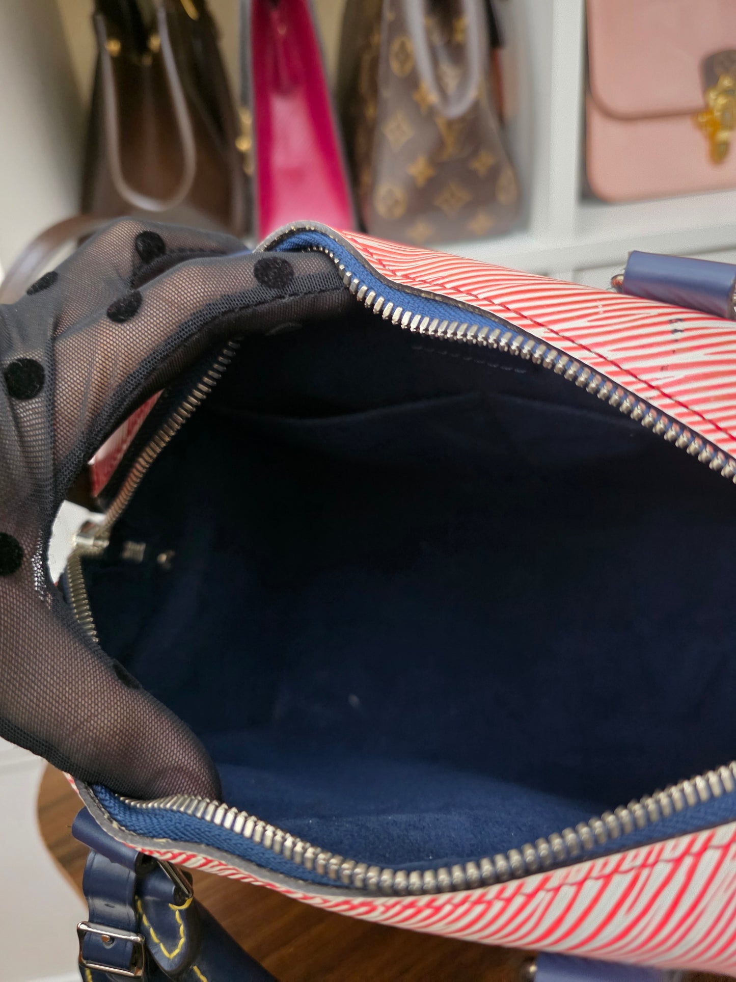 PRELOVED Louis Vuitton Speedy 25 Bandolier Epi Denim Red SN0197