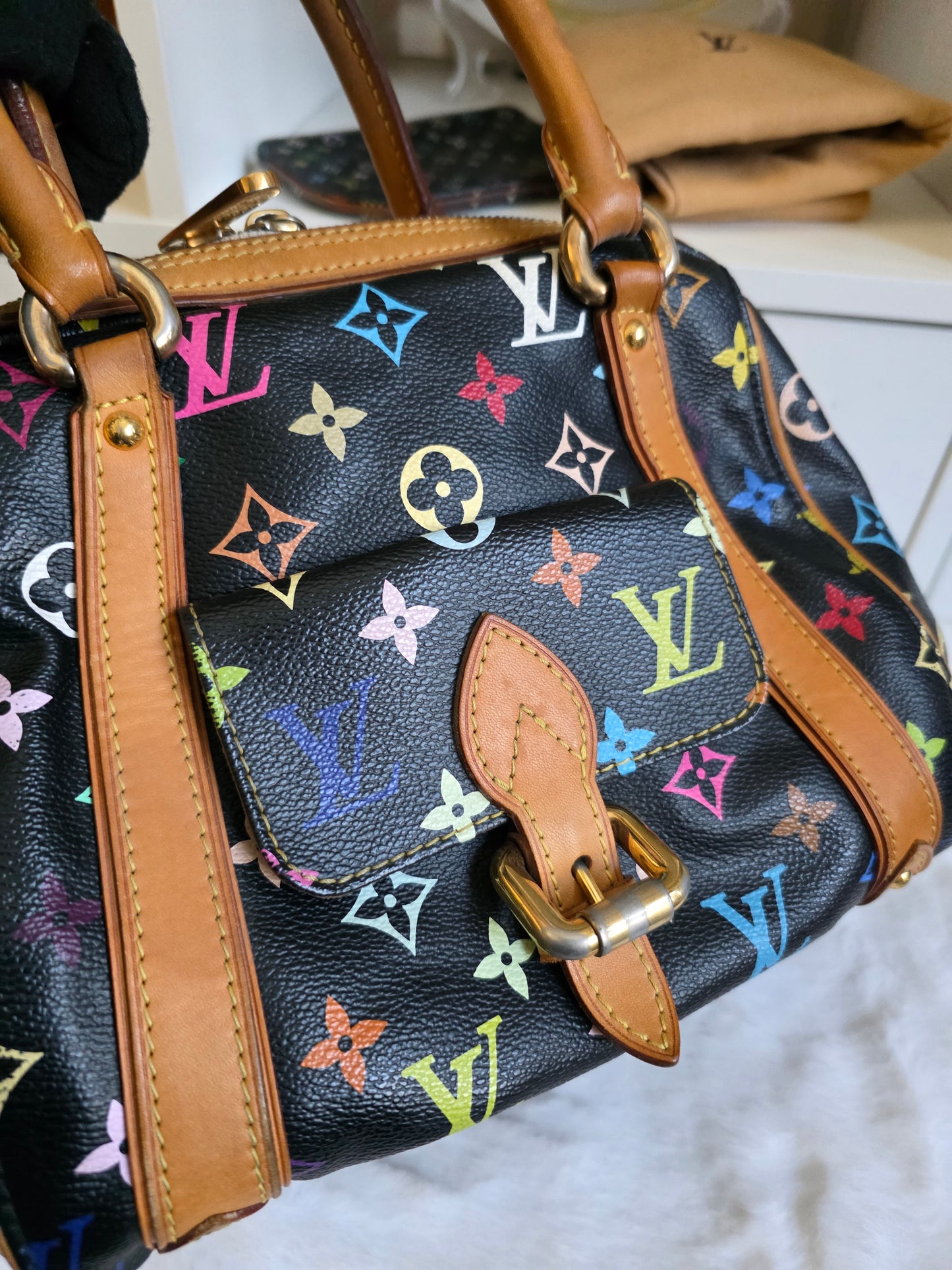 PRELOVED Louis Vuitton Monogram Multicolor black Murokami Priscilla SP4027 free coin purse