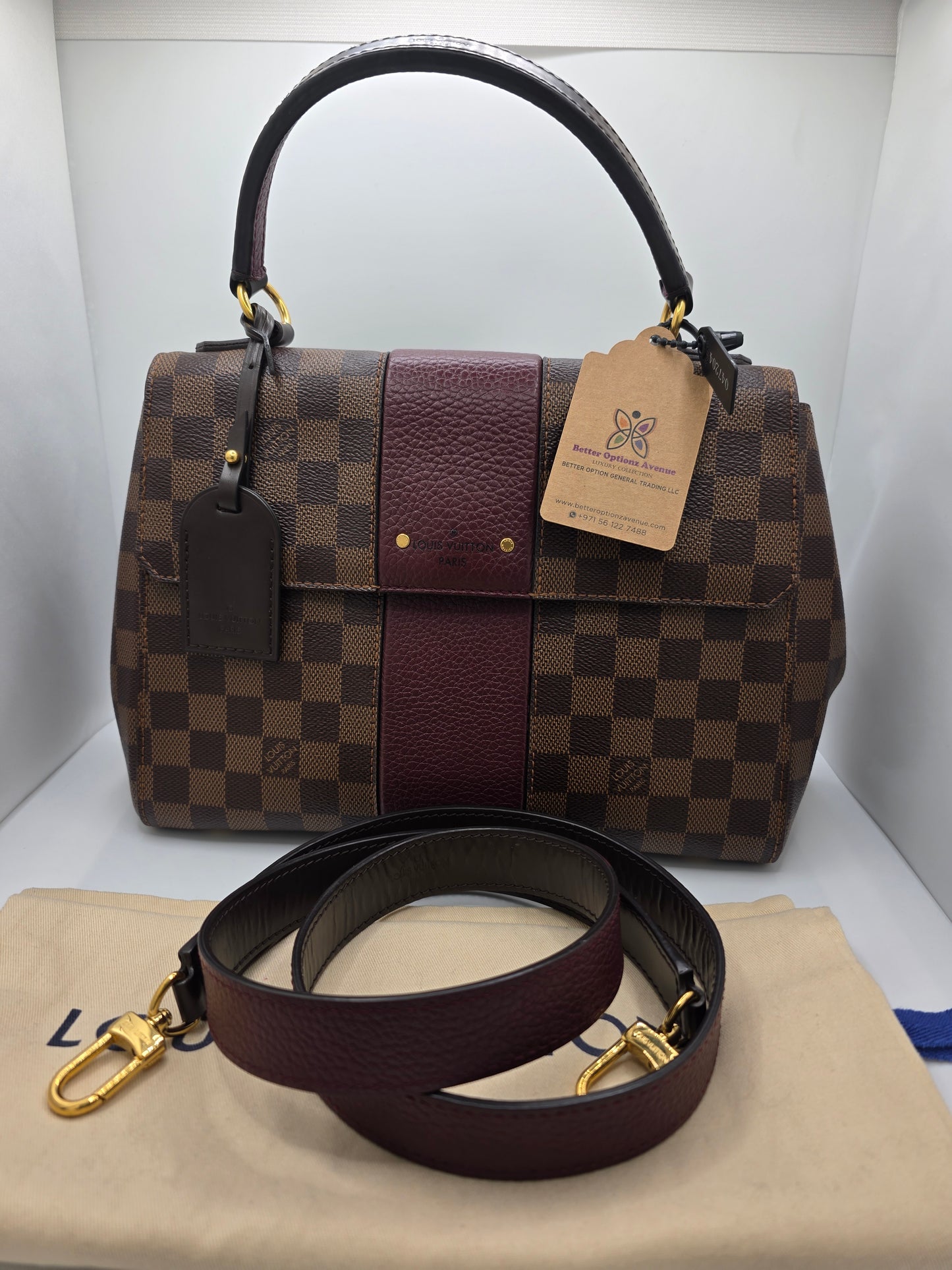Pre-Owned Louis Vuitton Bordeaux Damier Ebene Canvas Bond Street Bag AH0159