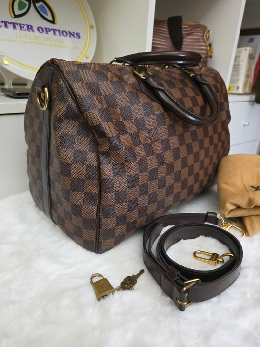 PRE-OWNED Louis Vuitton Damier Ebene Speedy 35 Bandoulière DU2152