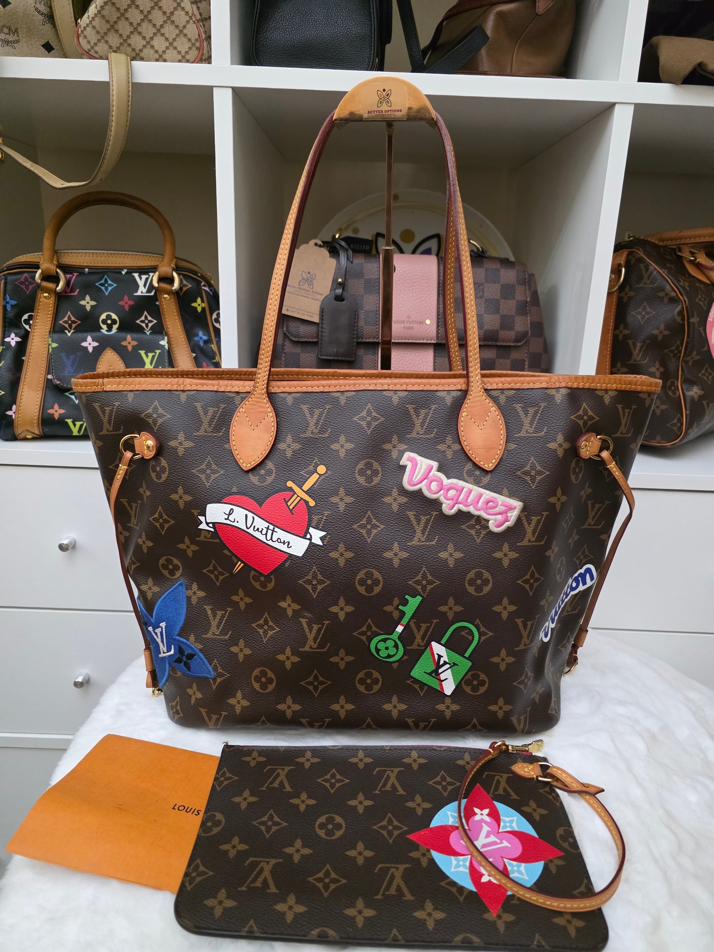 PRELOVED Louis Vuitton Monogram Neverfull MM patches LIMITED EDITION WITH Pouch AR3128 MS2288