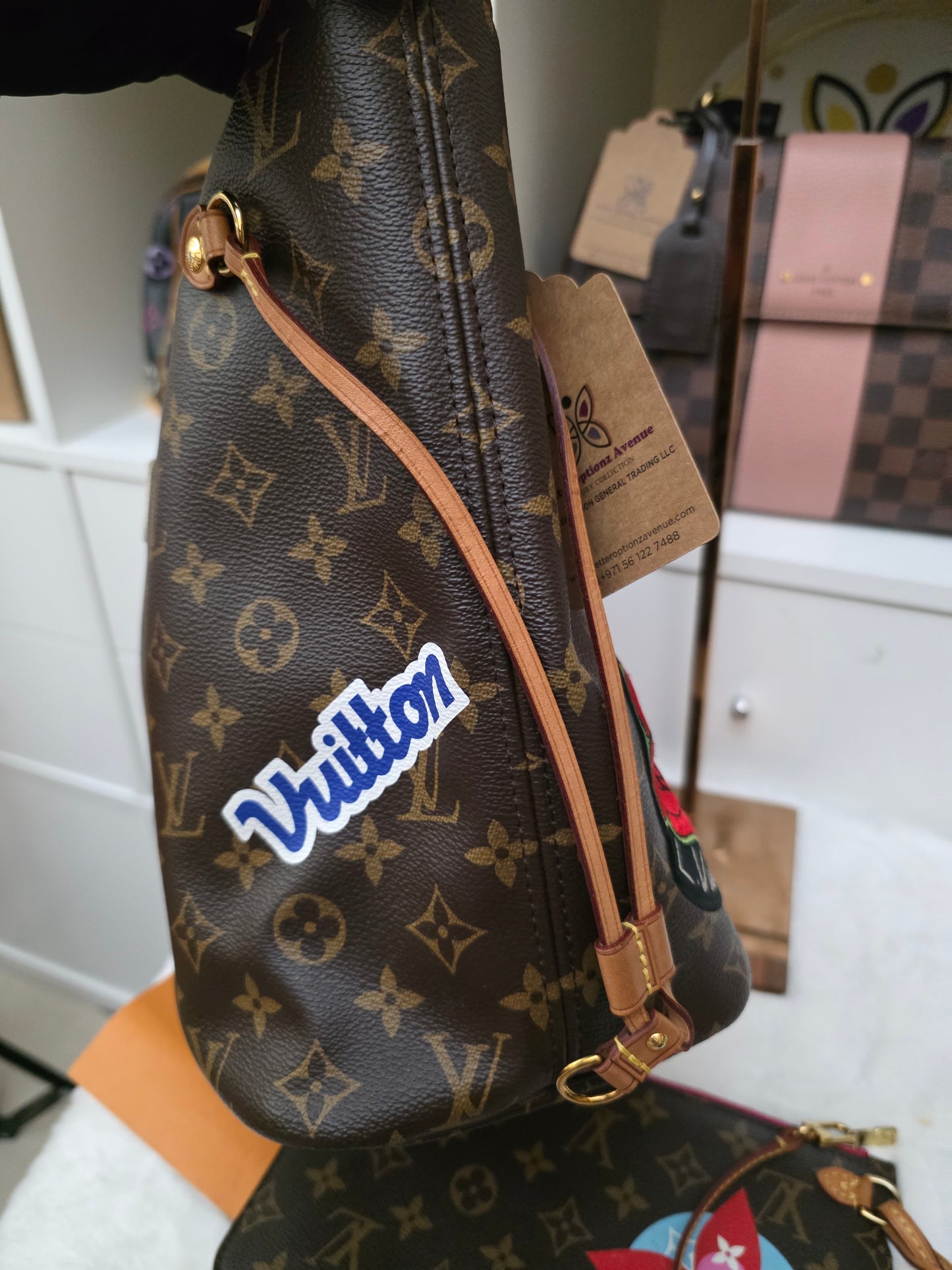 PRELOVED Louis Vuitton Monogram Neverfull MM patches LIMITED EDITION WITH Pouch AR3128 MS2288
